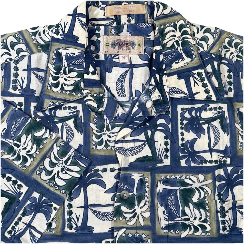 VTG Campia Moda Men's Medium‎ Aztec Button Front Camp Shirt Casual Beach